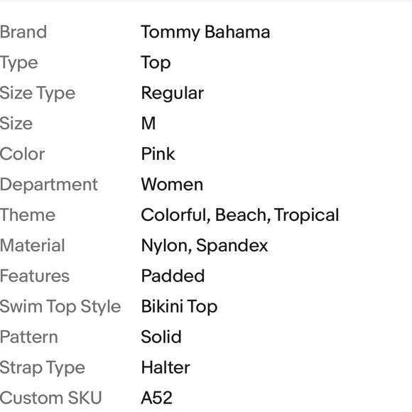 Tommy Bahama Womens Bandeau Bikini Top Halter Size Medium Pink Padded - Picture 5 of 5